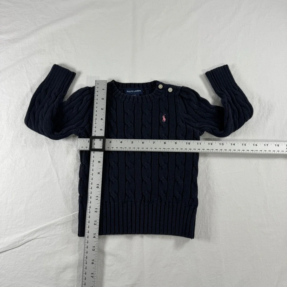 Ralph Lauren Boy's‎ Size 3/3T Sweater Navy Blue Cable Knit Shoulder Buttons